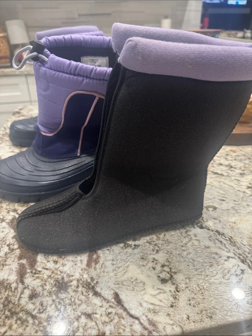 Kids (Girls) Waterproof Snow Boots - Purple and Navy